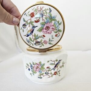 Aynsley Pembroke England Bone China Porcelain Floral Coffee Tea Box Gold Accents